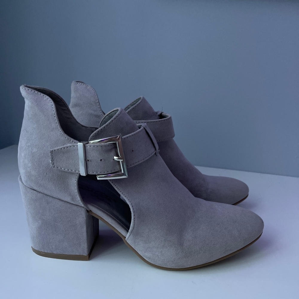 Grey suede heels